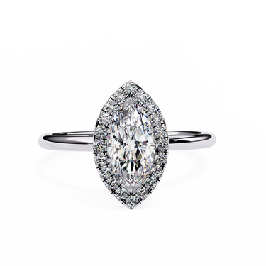 1 Carat Marquise Cut Halo Diamond Engagement Ring In White Gold