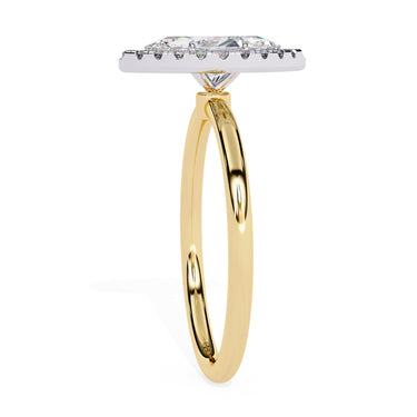 1 Carat Marquise Cut Halo Diamond Engagement Ring In Yellow Gold