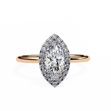 1 Carat Marquise Cut Halo Diamond Engagement Ring In Rose Gold