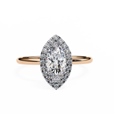 1 Carat Marquise Cut Halo Diamond Engagement Ring In Rose Gold