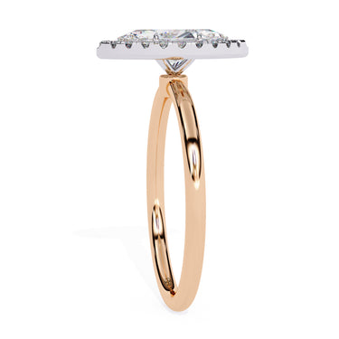 1 Carat Marquise Cut Halo Diamond Engagement Ring In Rose Gold