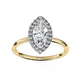 1 Carat Marquise Cut Halo Diamond Engagement Ring In Yellow Gold