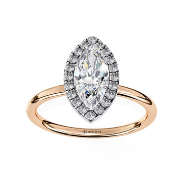 1 Carat Marquise Cut Halo Diamond Engagement Ring In Rose Gold