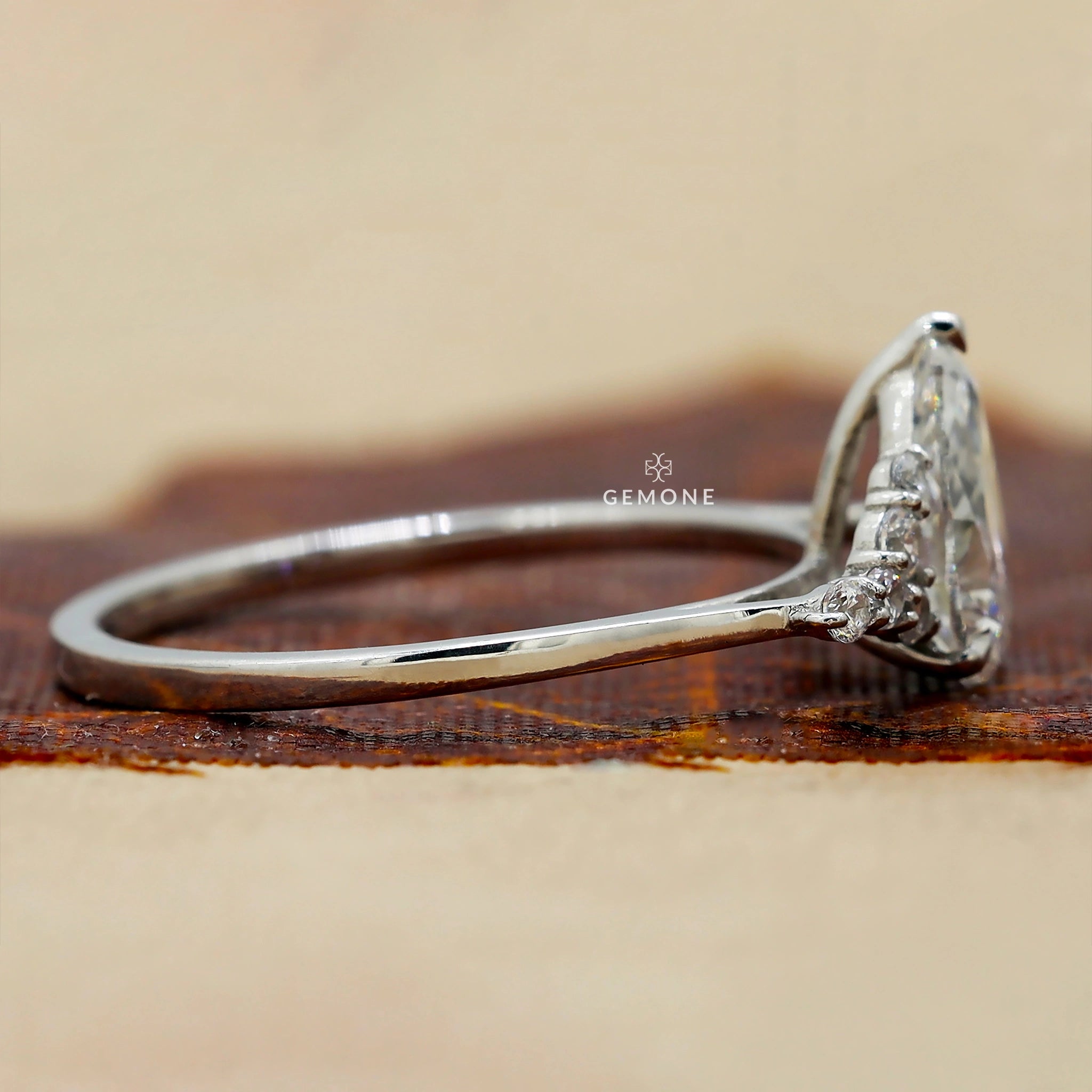 1.15 Carat Pear Cut Cluster Lab Diamond Engagement Ring