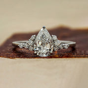 1.15 Carat Pear Cut Cluster Lab Diamond Engagement Ring