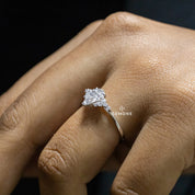 1.15 Carat Pear Cut Cluster Lab Diamond Engagement Ring