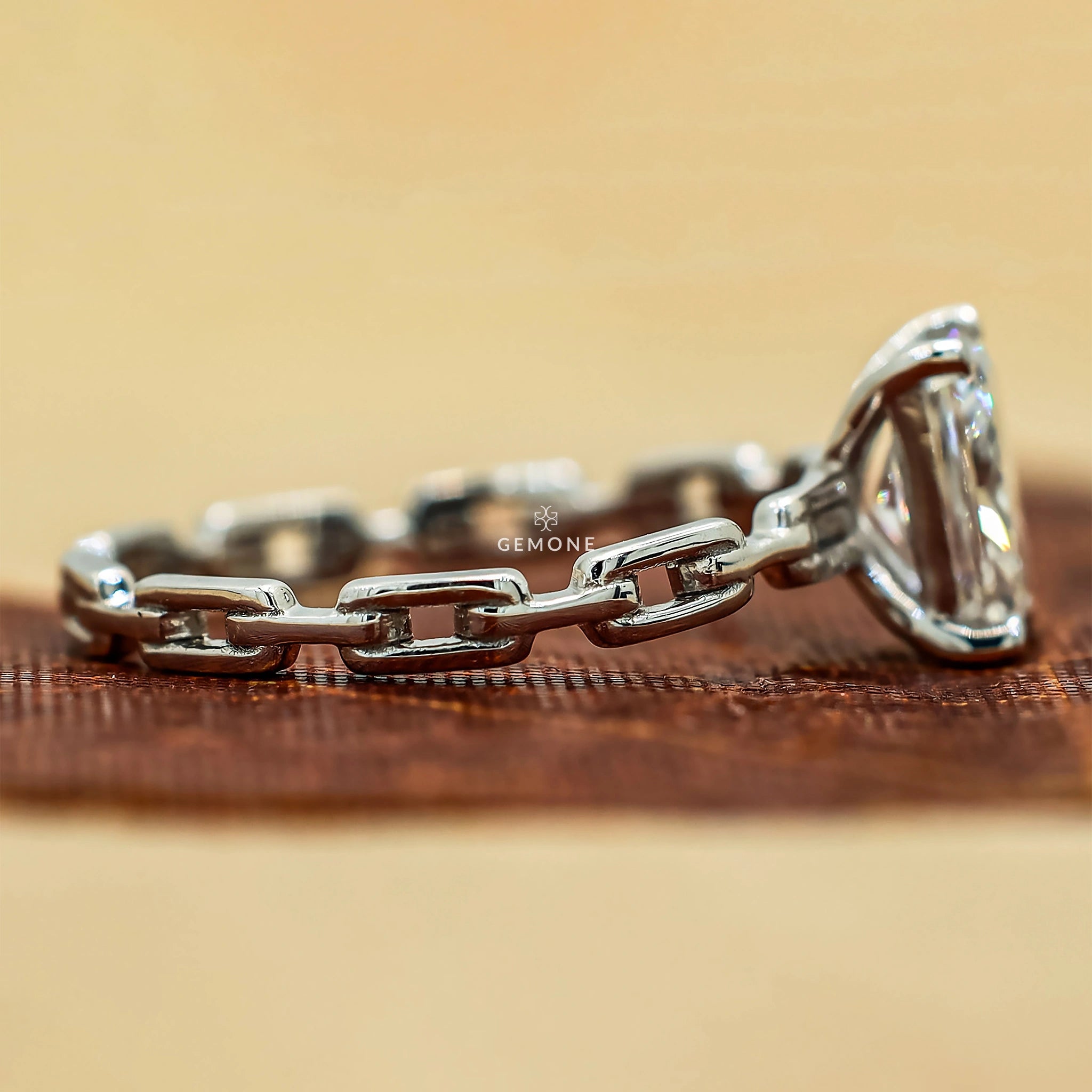 1 Carat Radiant Cut Lab Grown Diamond Cuban Link Ring