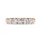 1 Carat Round Cut 5 Stone Diamond Wedding Band In Rose Gold 