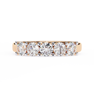 1 Carat Round Cut 5 Stone Diamond Wedding Band In Rose Gold 