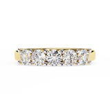 1 Carat Round Cut 5 Stone Diamond Wedding Band In Yellow Gold 