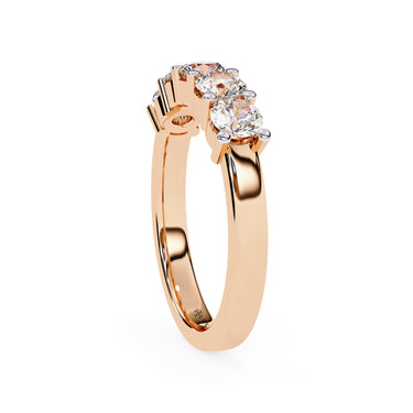 1 Carat Round Cut 5 Stone Diamond Wedding Band In Rose Gold