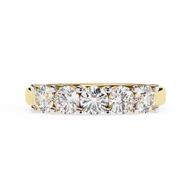 1 Carat Round Cut 5 Stone Diamond Wedding Band In Yellow Gold 