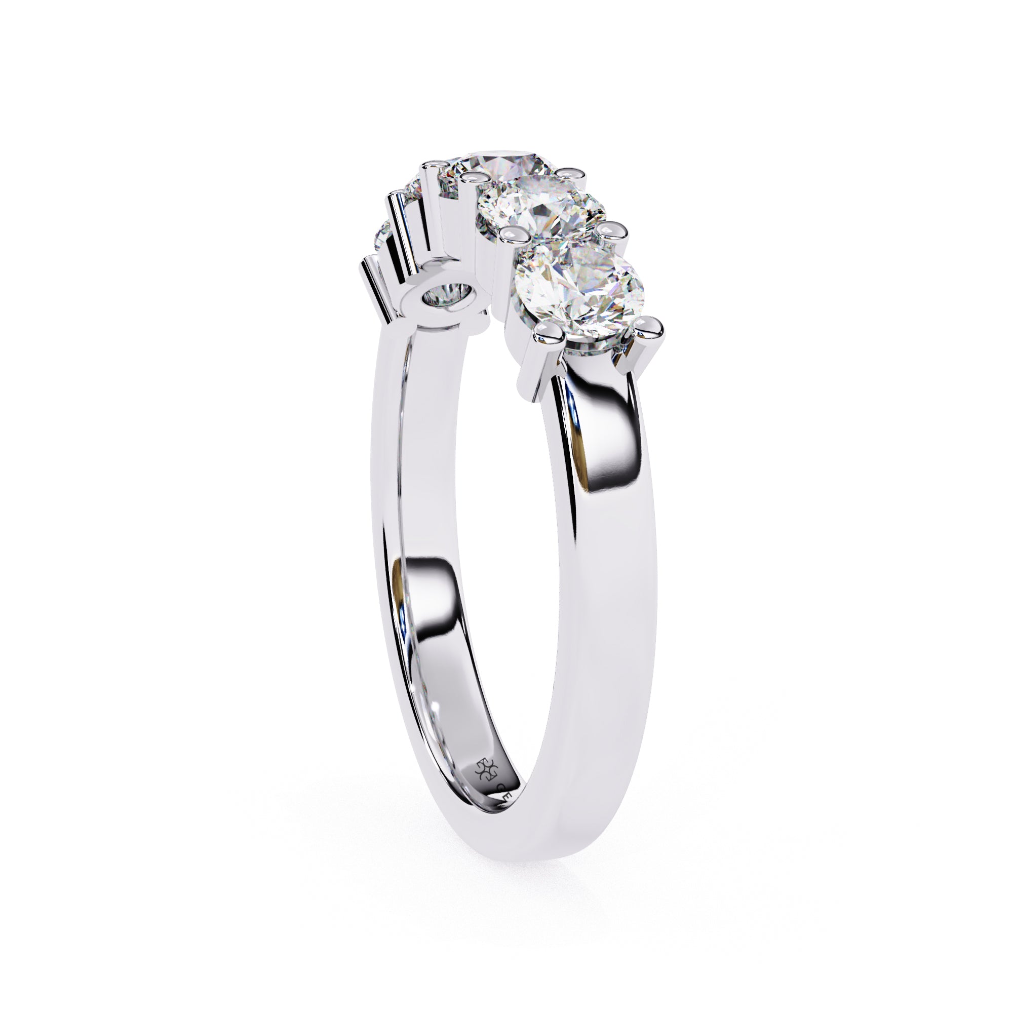 1 Carat Round Cut 5 Stone Diamond Wedding Band In White Gold Eternity Wedding Rings