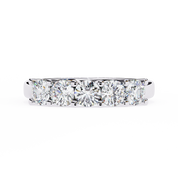 1 Carat Round Cut 5 Stone Diamond Wedding Band In White Gold 950 Platinum Natural Diamond Eternity Wedding Rings