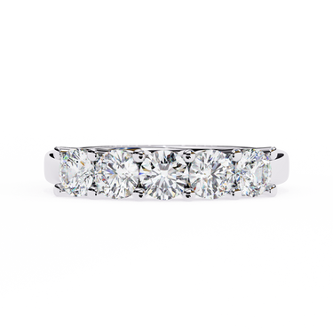 1 Carat Round Cut 5 Stone Diamond Wedding Band In White Gold 