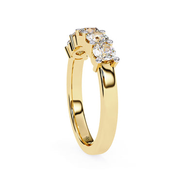 1 Carat Round Cut 5 Stone Diamond Wedding Band In Yellow Gold