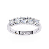 1 Carat Round Cut 5 Stone Diamond Wedding Band In White Gold 