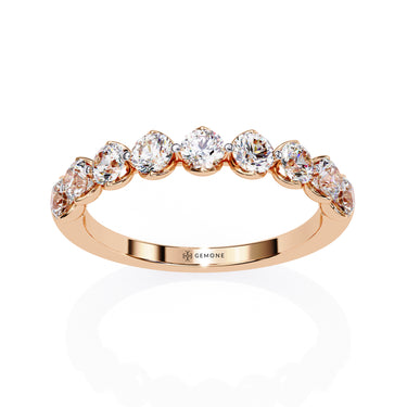 1 Carat Round Cut Half Eternity Diamond Wedding Band In Rose Gold