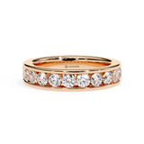 1 Carat Round Cut Half Eternity Diamond Wedding Band In Rose Gold