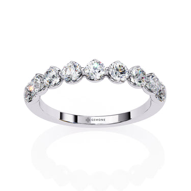 1 Carat Round Cut Half Eternity Diamond Wedding Band In White Gold