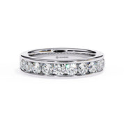 1 Carat Round Cut Half Eternity Diamond Wedding Band In Rose Gold 950 Platinum Natural Diamond