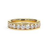 1 Carat Round Cut Half Eternity Diamond Wedding Band In Yellow  Gold