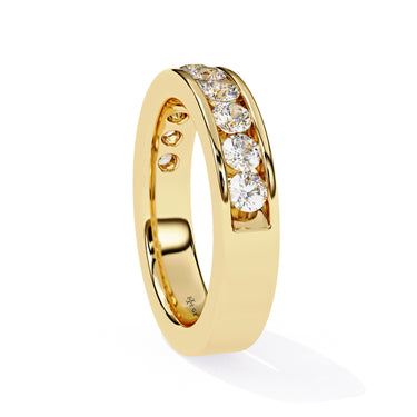 1 Carat Round Cut Half Eternity Diamond Wedding Band In Yellow Gold