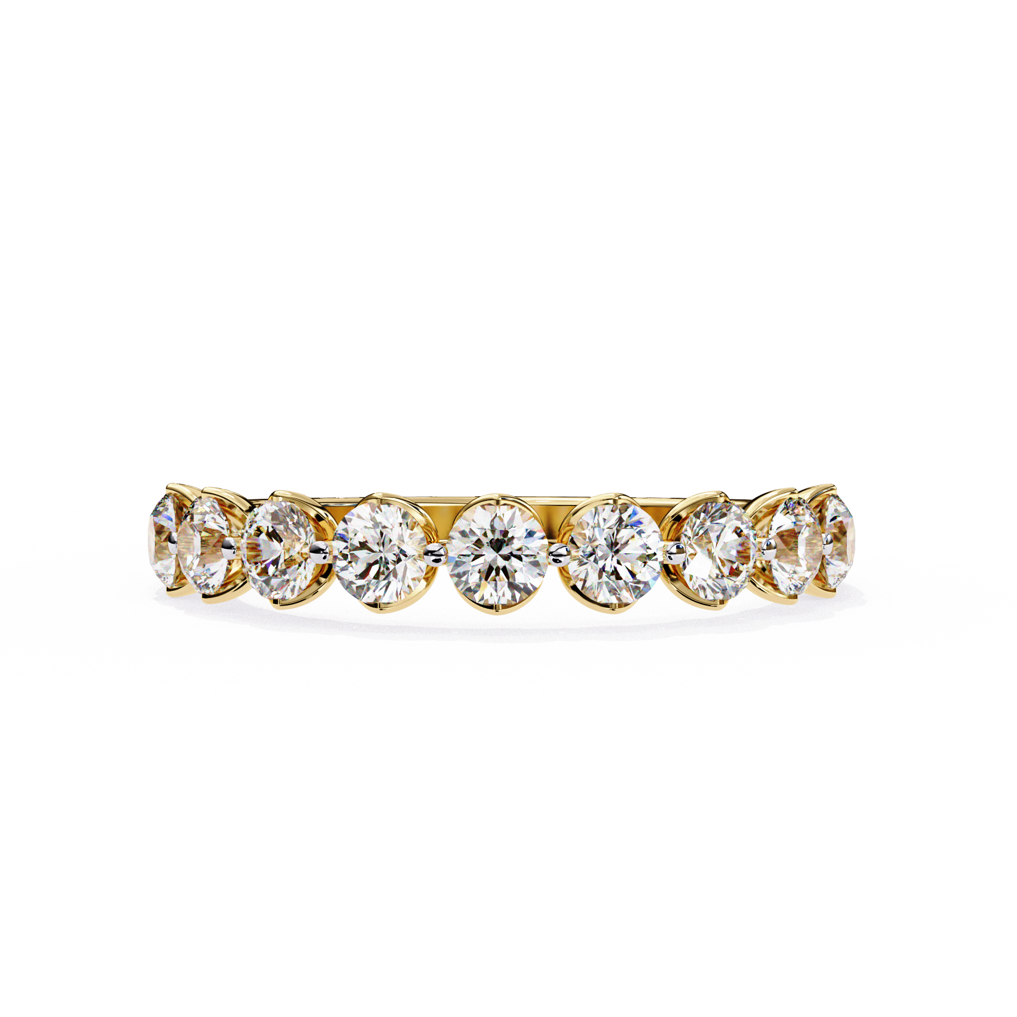 1 Carat Round Cut Diamond Half Eternity Wedding Band In Rose Gold 18K Yellow Gold Natural Diamond
