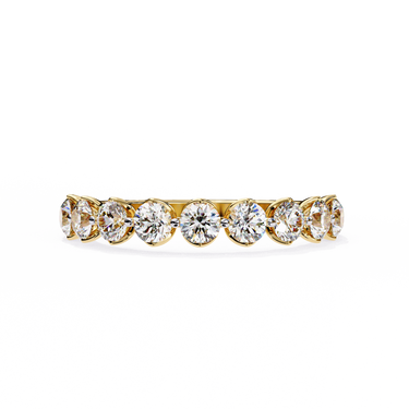 1 Carat Round Cut Half Eternity Diamond Wedding Band In Yellow Gold