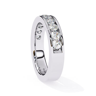 1 Carat Round Cut Half Eternity Diamond Wedding Band In White Gold