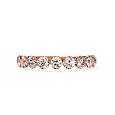 1 Carat Round Cut Half Eternity Diamond Wedding Band In Rose Gold