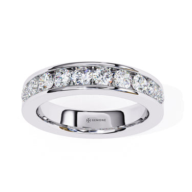 1 Carat Round Cut Half Eternity Diamond Wedding Band In White Gold