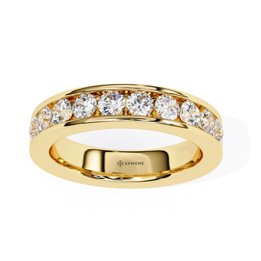 1 Carat Round Cut Half Eternity Diamond Wedding Band In Yellow Gold