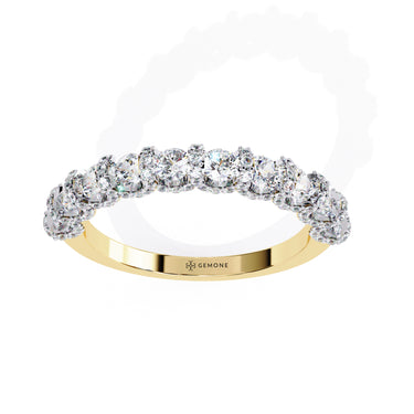 1 Carat Round Shape Half Eternity Diamond Wedding Band In Yellow Gold