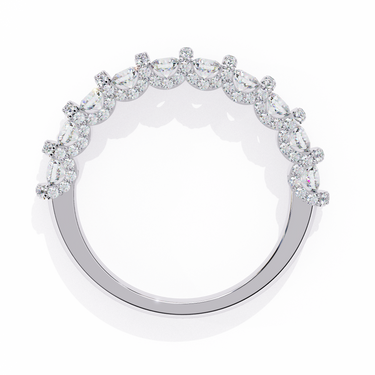 1 Carat Round Shape Half Eternity Diamond Wedding Band In White Gold