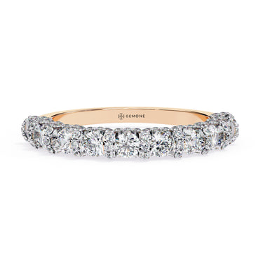 1 Carat Round Shape Half Eternity Diamond Wedding Band In Rose Gold