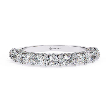 1 Carat Round Shape Half Eternity Diamond Wedding Band In White Gold