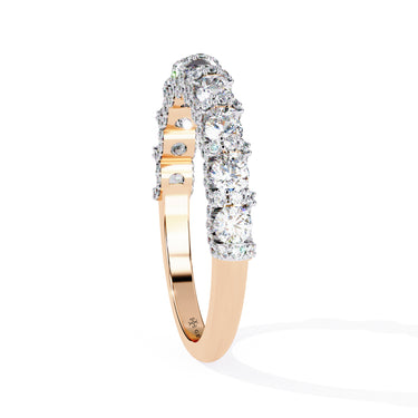 1 Carat Round Shape Half Eternity Diamond Wedding Band In Rose Gold