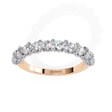 1 Carat Round Shape Half Eternity Diamond Wedding Band In Rose Gold