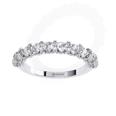 1 Carat Round Shape Half Eternity Diamond Wedding Band In White Gold