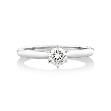 1 Carat Round Shaped 6 Prong Solitaire Lab Diamond Engagement Ring in White Gold
