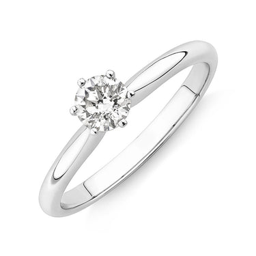 1 Carat Round Shaped 6 Prong Solitaire Lab Diamond Engagement Ring in White Gold