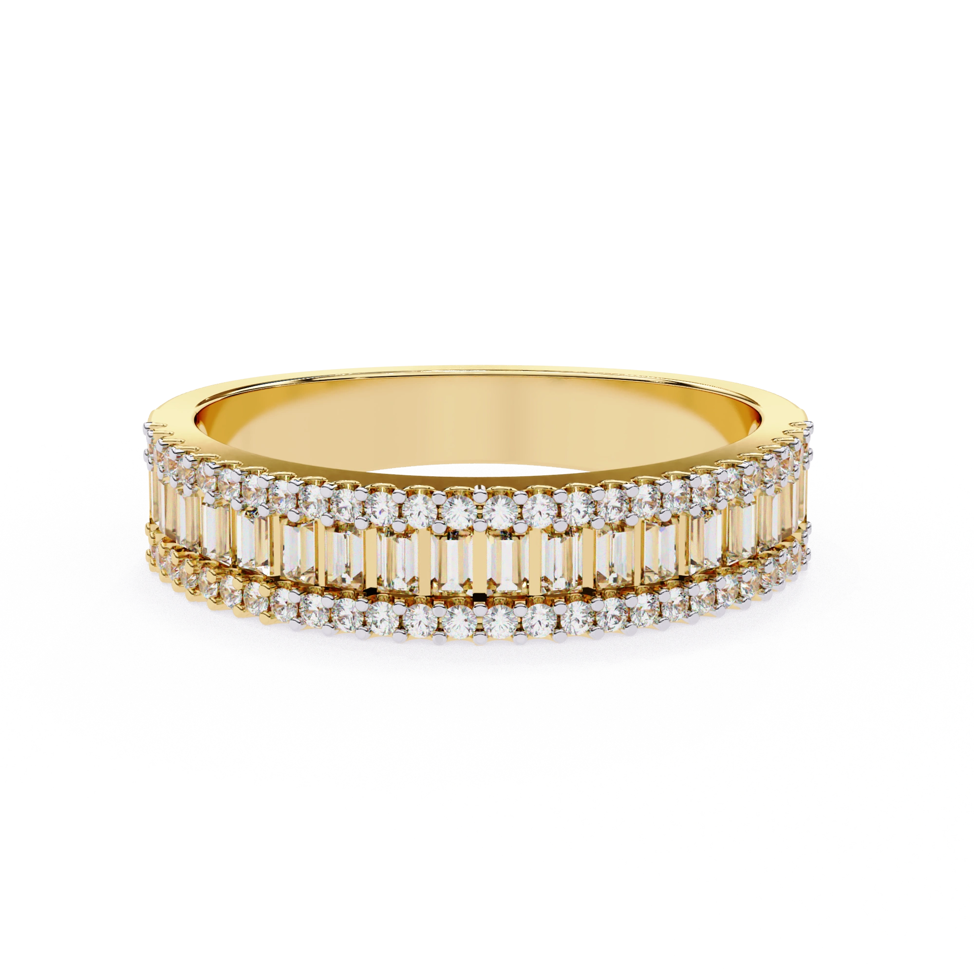 0.80 Ct Baguette Lab Grown Diamond Wedding Band 18K Yellow Gold Natural Diamond