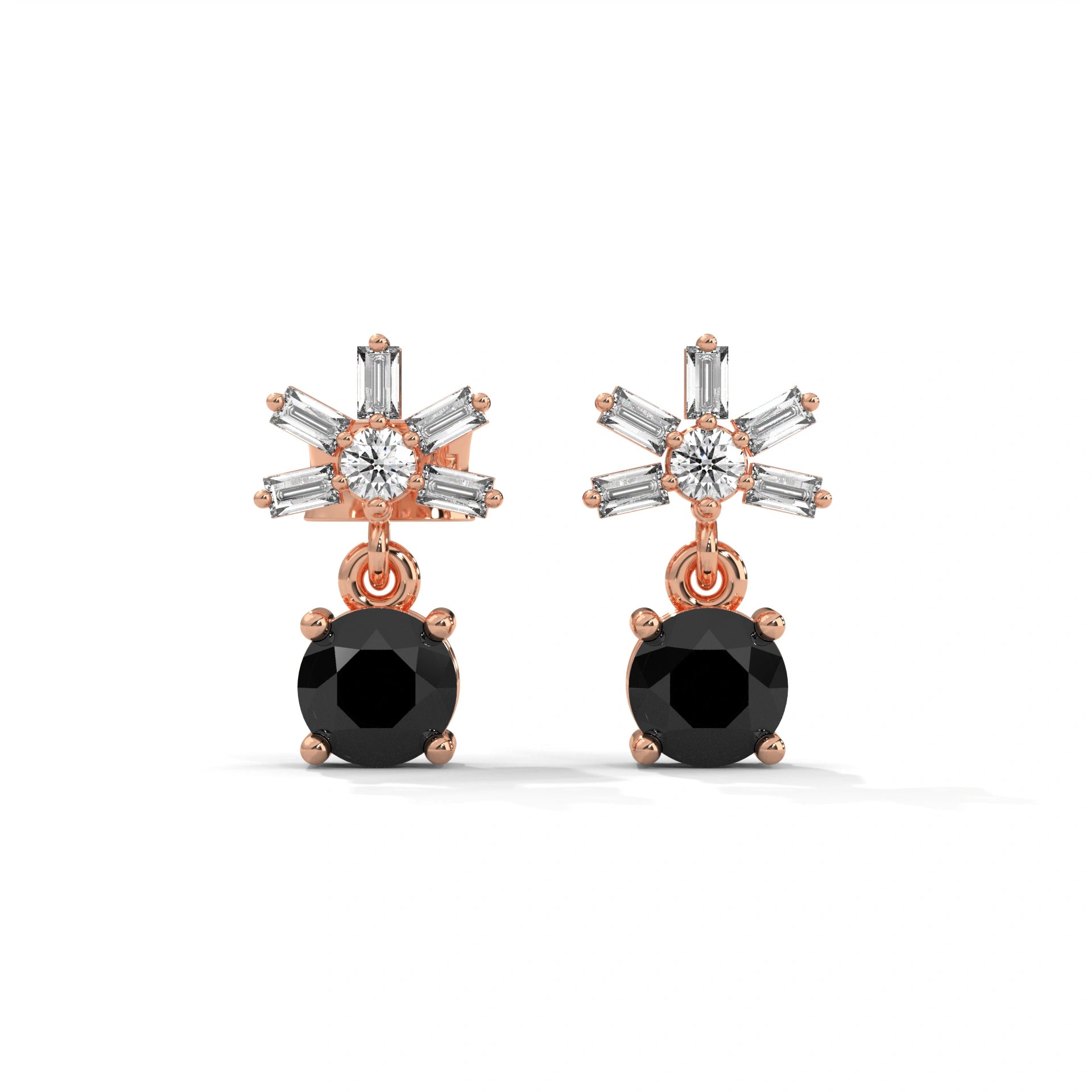 0.82 Ct Black Diamond Drop Earrings In Rose Gold 18K Rose Gold