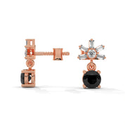 0.82 Ct Black Diamond Drop Earrings In Rose Gold