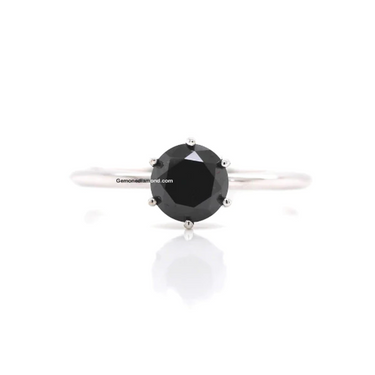 1 Ct Black Diamond Ring With 6 Prongs