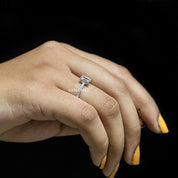 1.18 Ct Emerald Cut Lab Created Diamond Ring With Accents