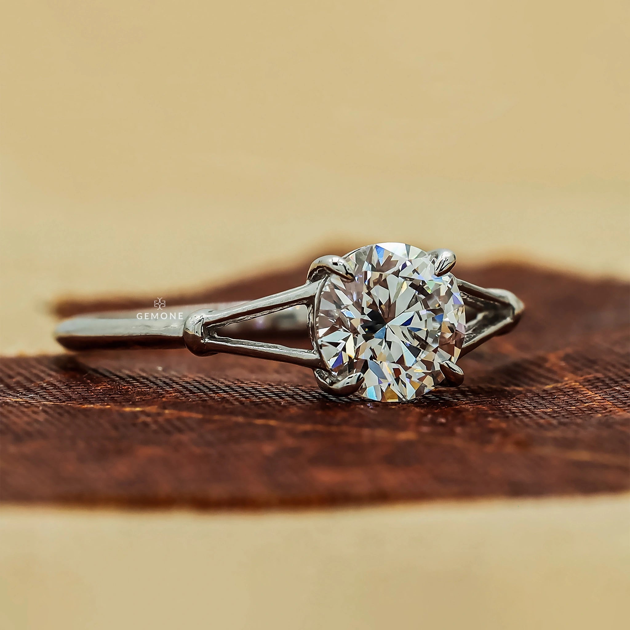 1 Ct Round Split Shank Lab Diamond Ring