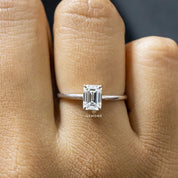 1 Ct Emerald Shape Lab Grown Diamond Solitaire Ring