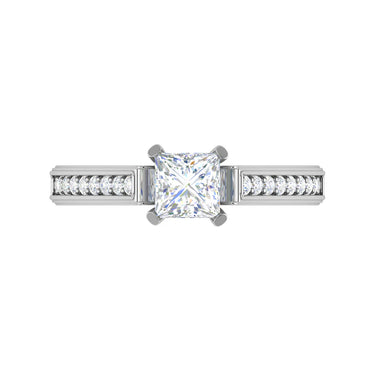 1.75 Carat Princess Cut 4 Prong Cathedral Lab Diamond Ring in White Gold